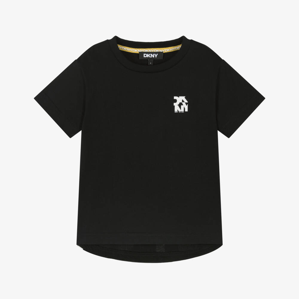 DKNY-تي شيرت كلاسيكي أسود قطن للأولاد | Childrensalon Outlet