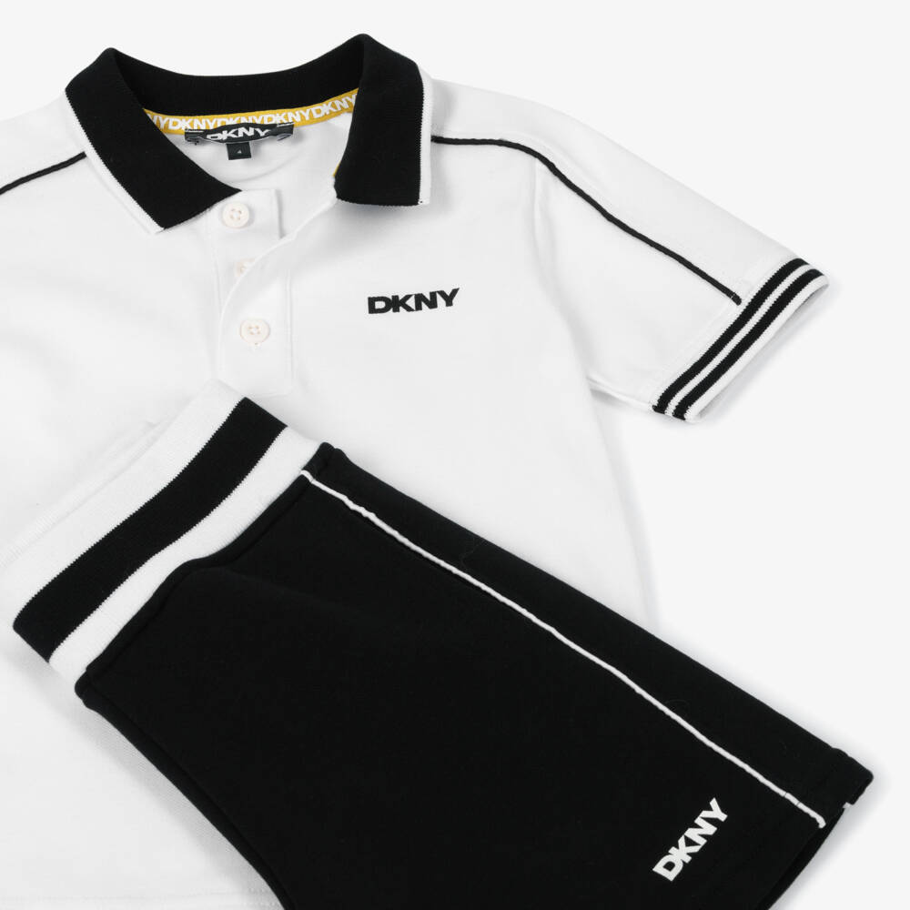 DKNY-طقم قطني كلاسيكي أحادي اللون للأولاد | Childrensalon Outlet