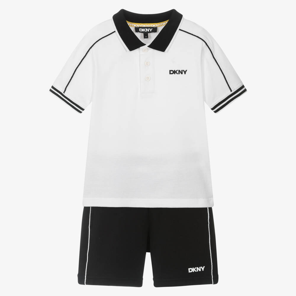 DKNY-طقم قطني كلاسيكي أحادي اللون للأولاد | Childrensalon Outlet
