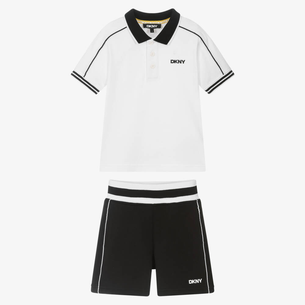 DKNY-طقم قطني كلاسيكي أحادي اللون للأولاد | Childrensalon Outlet