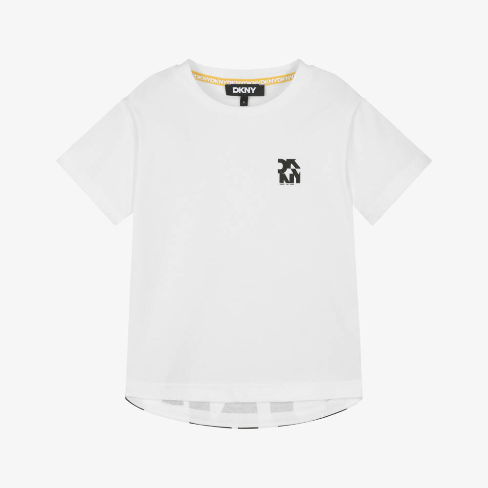 DKNY-تيشيرت كلاسيكي أبيض بشعار للأولاد | Childrensalon Outlet