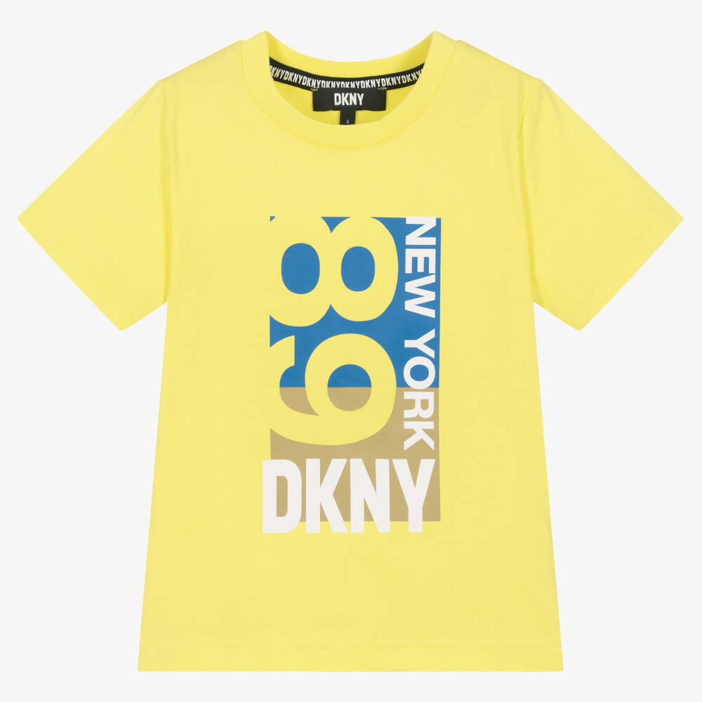 DKNY - تيشيرت قطن عضوي لون أخضر ليموني للأولاد | Childrensalon