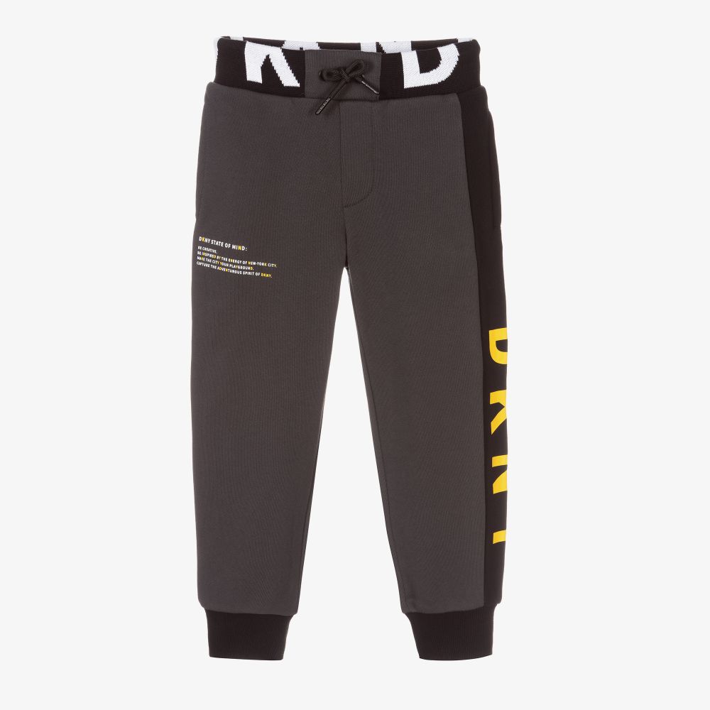 DKNY - Boys Grey Cotton Logo Joggers | Childrensalon