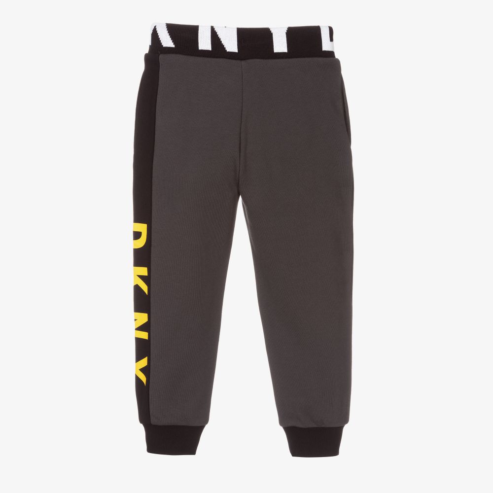 DKNY-Boys Grey Cotton Logo Joggers | Childrensalon Outlet