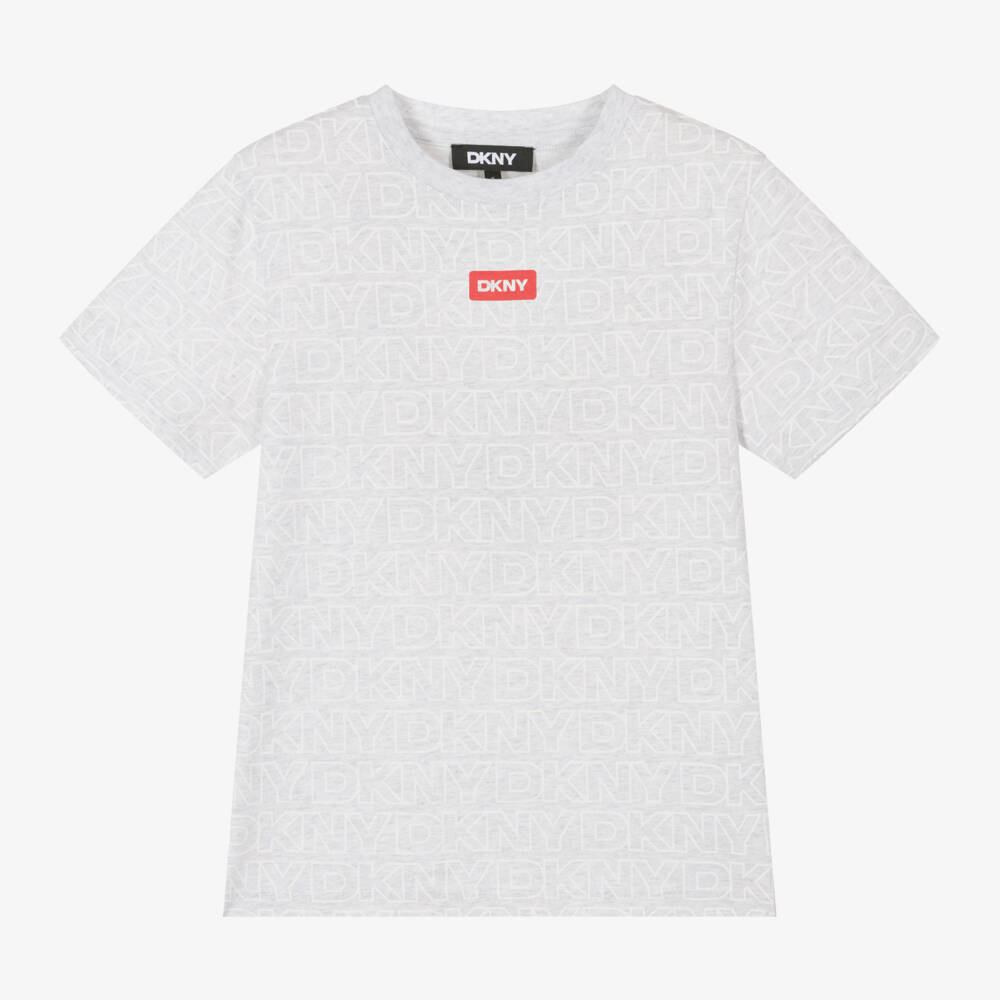 DKNY-تي شيرت قطني ناعم رمادي للأولاد | Childrensalon Outlet