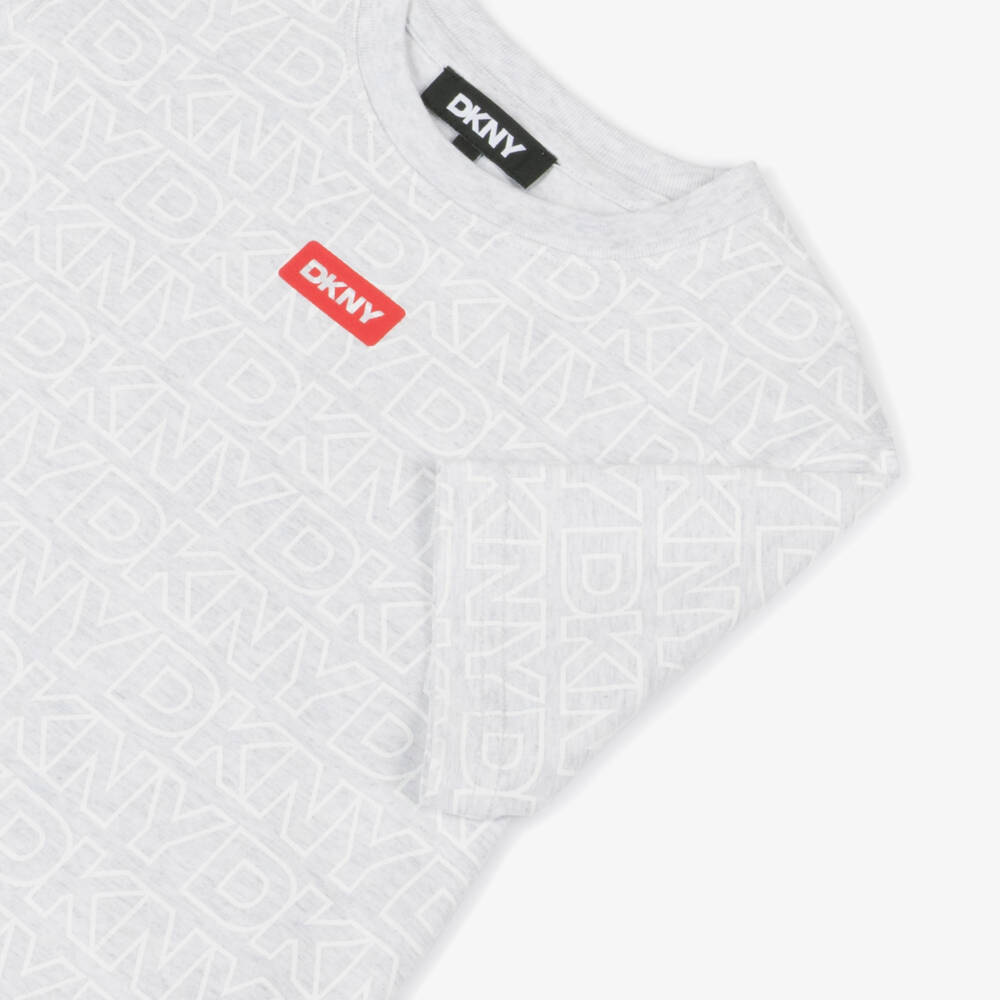 DKNY-تي شيرت قطني ناعم رمادي للأولاد | Childrensalon Outlet