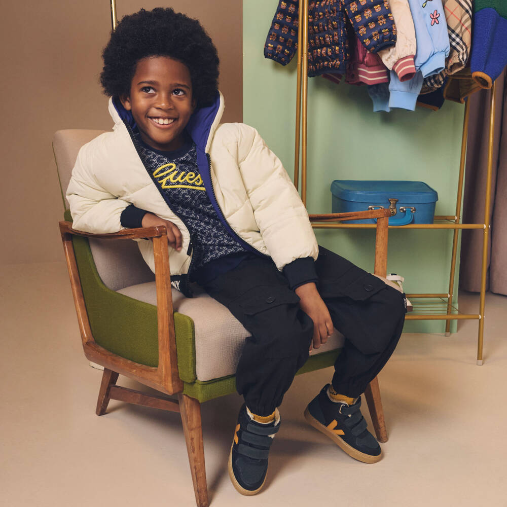 DKNY-Boys Ivory & Navy Reversible Jacket | Childrensalon Outlet