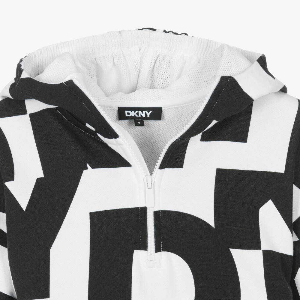DKNY-Boys Monochrome Cotton Zip Hoodie | Childrensalon Outlet