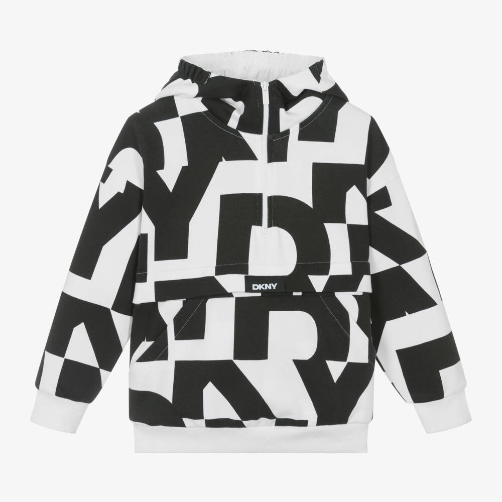 DKNY-Boys Monochrome Cotton Zip Hoodie | Childrensalon Outlet