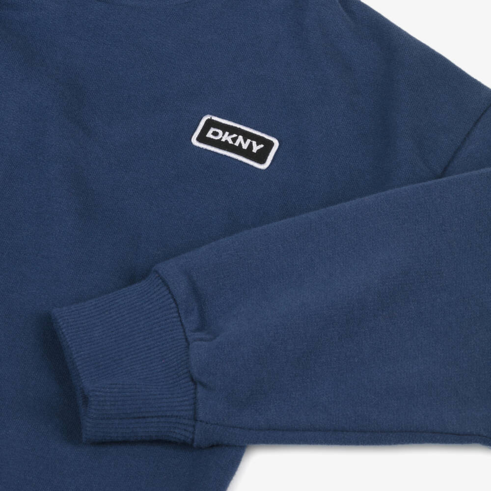 DKNY-Boys Navy Embroidered Cotton Hoodie | Childrensalon Outlet
