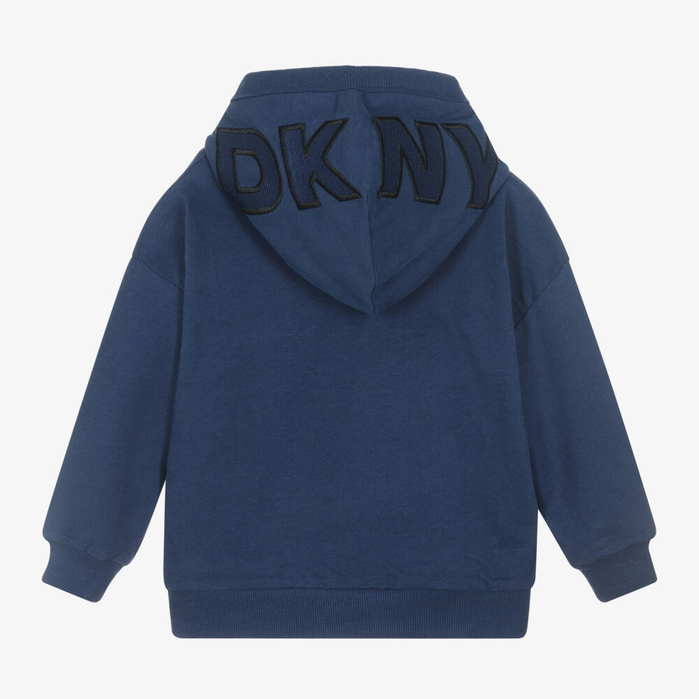DKNY-Boys Navy Embroidered Cotton Hoodie | Childrensalon Outlet