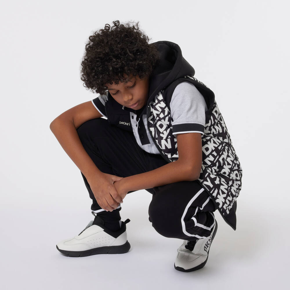 DKNY-Boys Reversible Hooded Black Gilet | Childrensalon Outlet