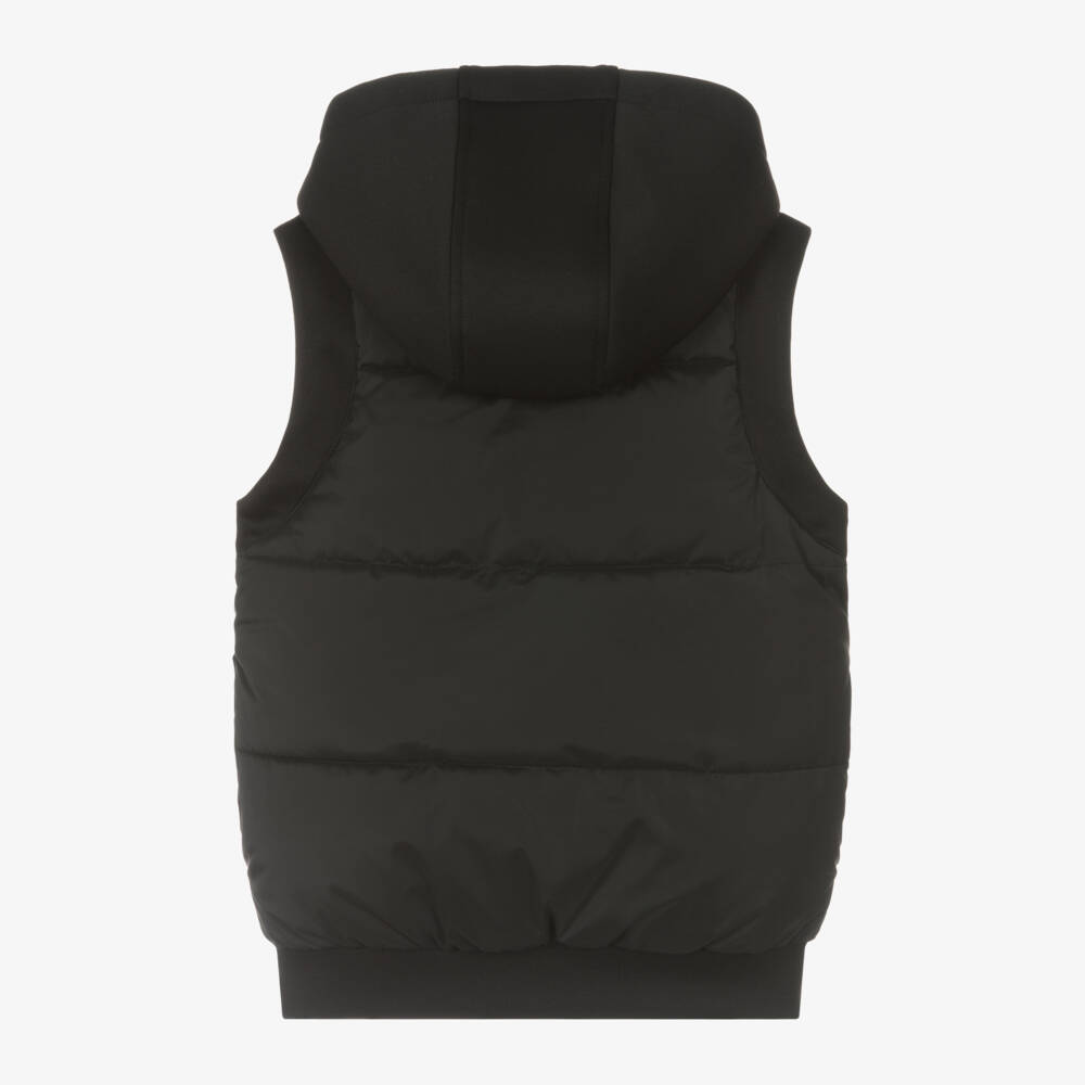 DKNY-Boys Reversible Hooded Black Gilet | Childrensalon Outlet