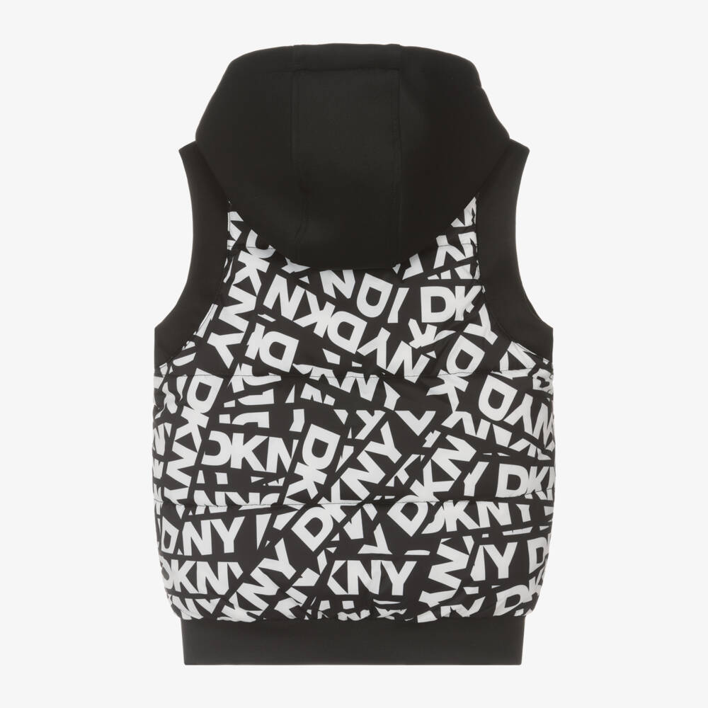 DKNY-Boys Reversible Hooded Black Gilet | Childrensalon Outlet