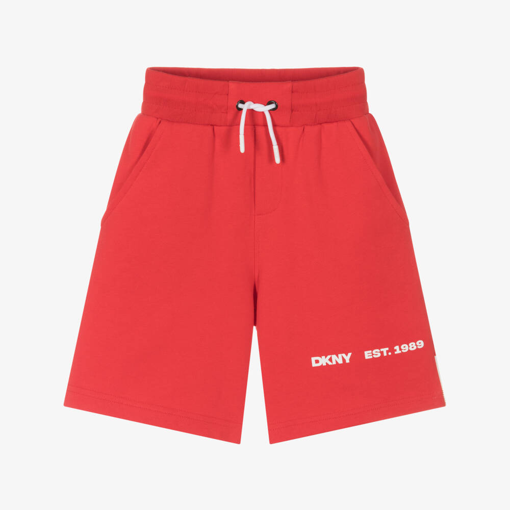 DKNY-Boys Scarlet Cotton Knit Shorts | Childrensalon Outlet