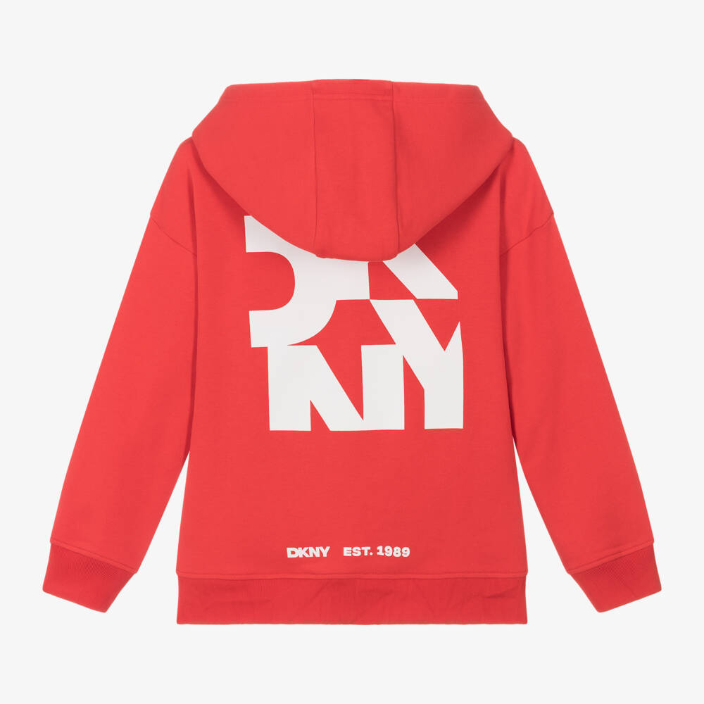 DKNY-جاكيت قطني أحمر بسحاب للأولاد | Childrensalon Outlet