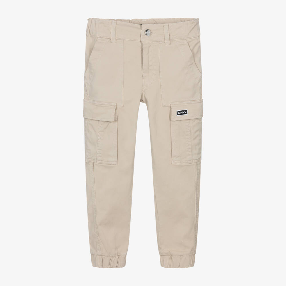 DKNY-بنطلون كارغو قطن لون بيج للأولاد | Childrensalon Outlet