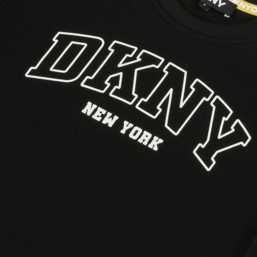 DKNY-تي شيرت أسود بشعار الجامعة للأولاد | Childrensalon Outlet