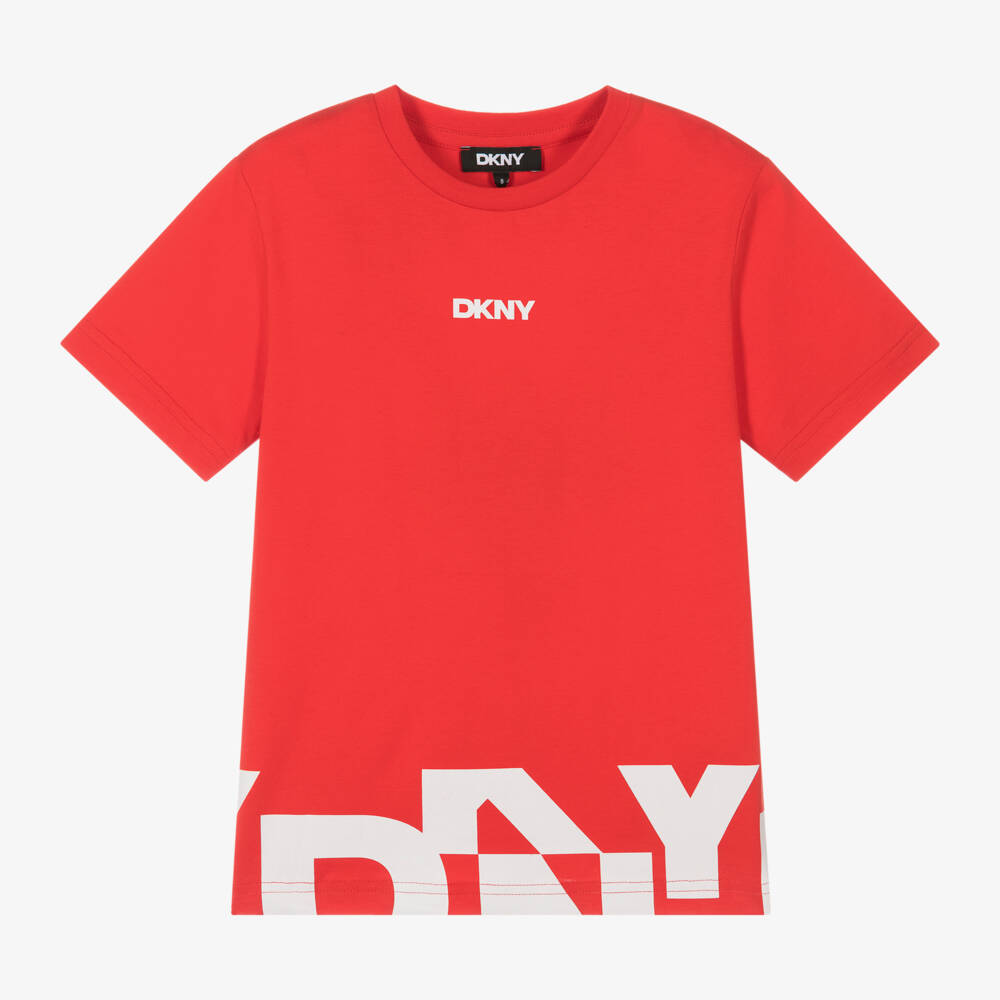 DKNY-تي شيرت قطن أحمر زاهي للأولاد | Childrensalon Outlet