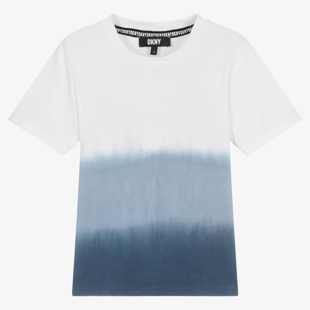 DKNY - Dip-Dye-T-Shirt in Weiß und Blau | Childrensalon
