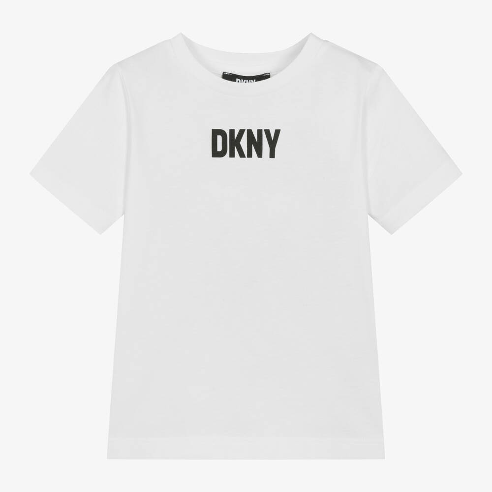 DKNY-Boys White Cotton Graphic T-Shirt | Childrensalon Outlet
