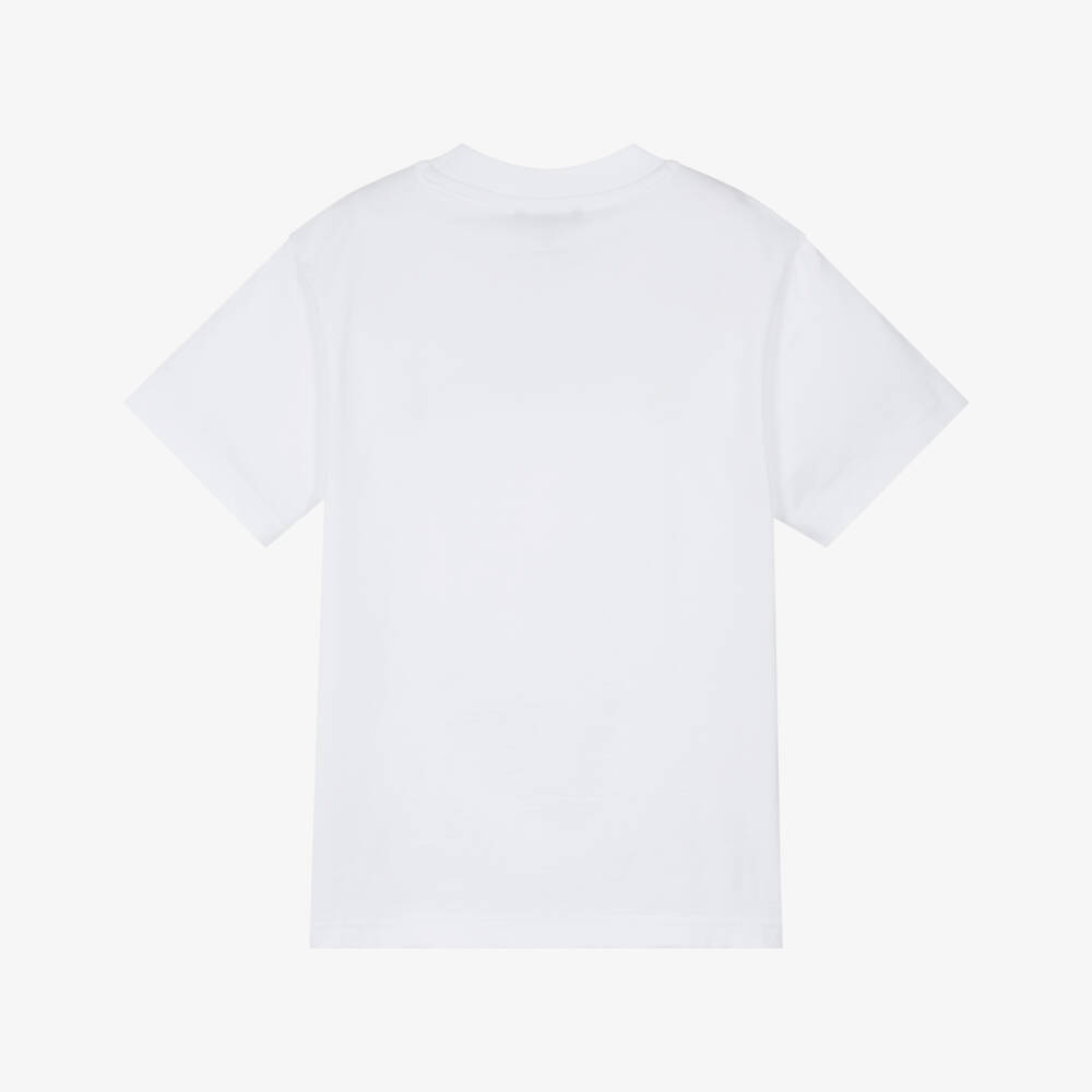 DKNY-Boys White Cotton Sticky Tape Logo T-Shirt | Childrensalon Outlet