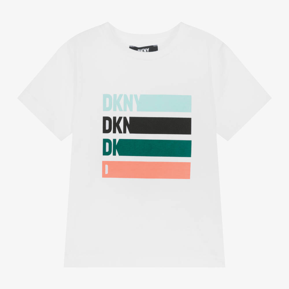 DKNY-Boys White Cotton T-Shirt | Childrensalon Outlet
