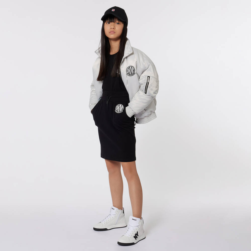 DKNY-حذاء رياضي بكاحل عالي جلد لون أبيض وأسود | Childrensalon Outlet