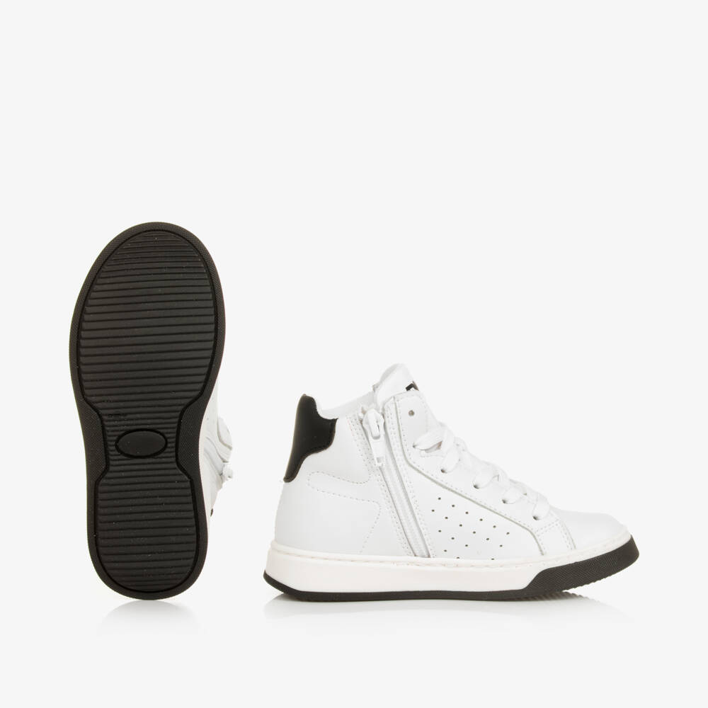 DKNY-حذاء رياضي بكاحل عالي جلد لون أبيض وأسود | Childrensalon Outlet