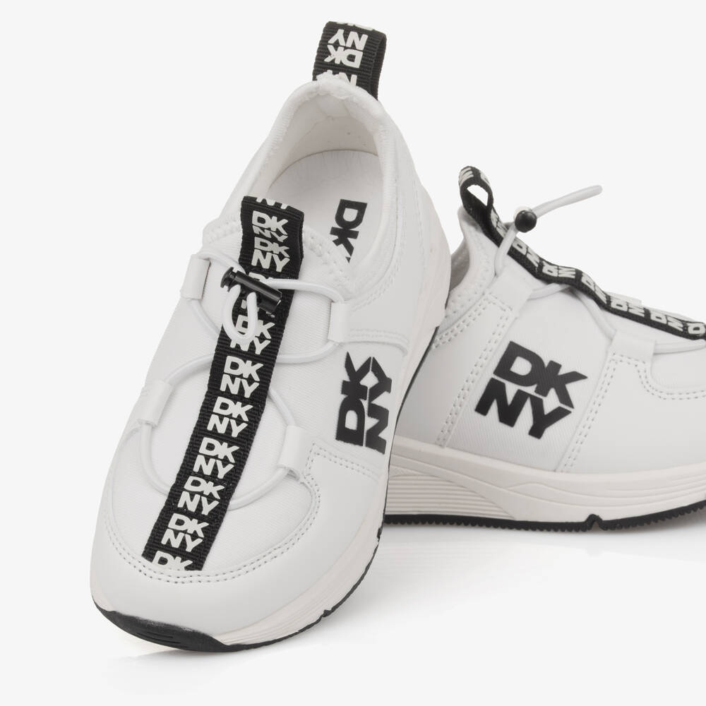 DKNY-Boys White Slip-On Logo Sneakers | Childrensalon Outlet
