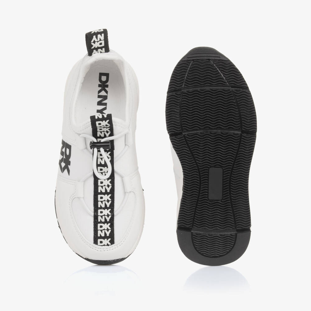 DKNY-Boys White Slip-On Logo Sneakers | Childrensalon Outlet
