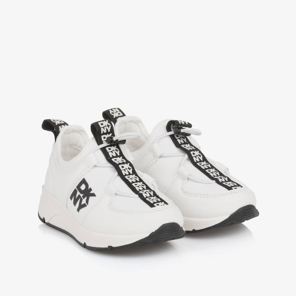 DKNY-Boys White Slip-On Logo Sneakers | Childrensalon Outlet