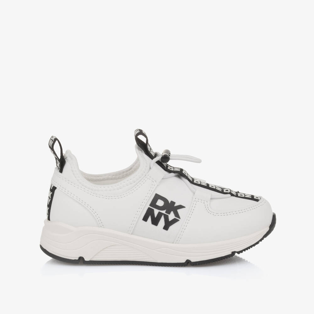DKNY-Boys White Slip-On Logo Sneakers | Childrensalon Outlet