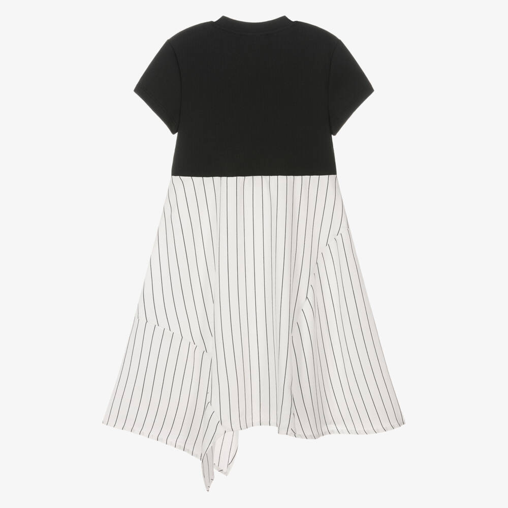 DKNY-فستان للبنات بحافة غير متساوية ومخططة | Childrensalon Outlet