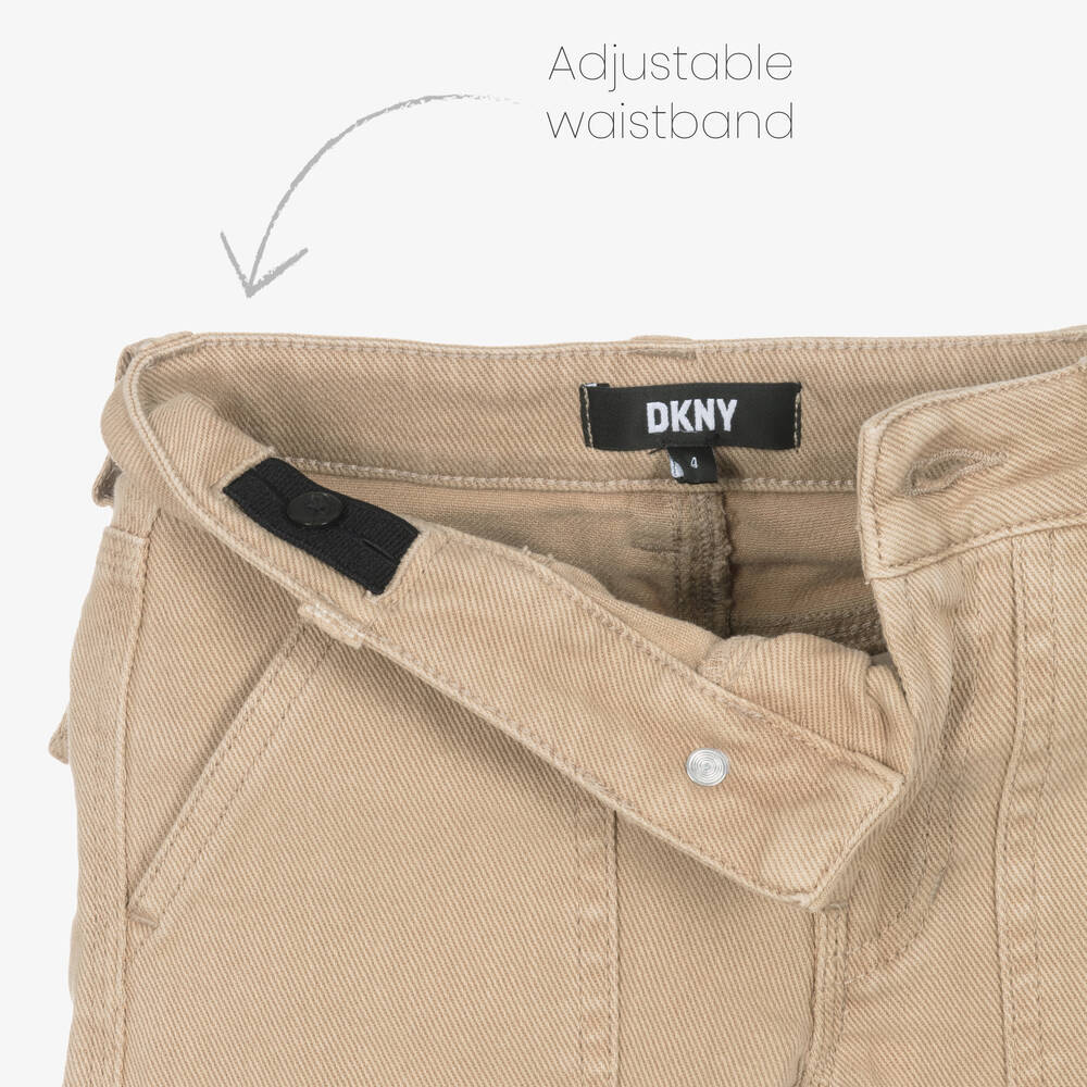 DKNY-Girls Beige Cotton Cargo Trousers | Childrensalon Outlet