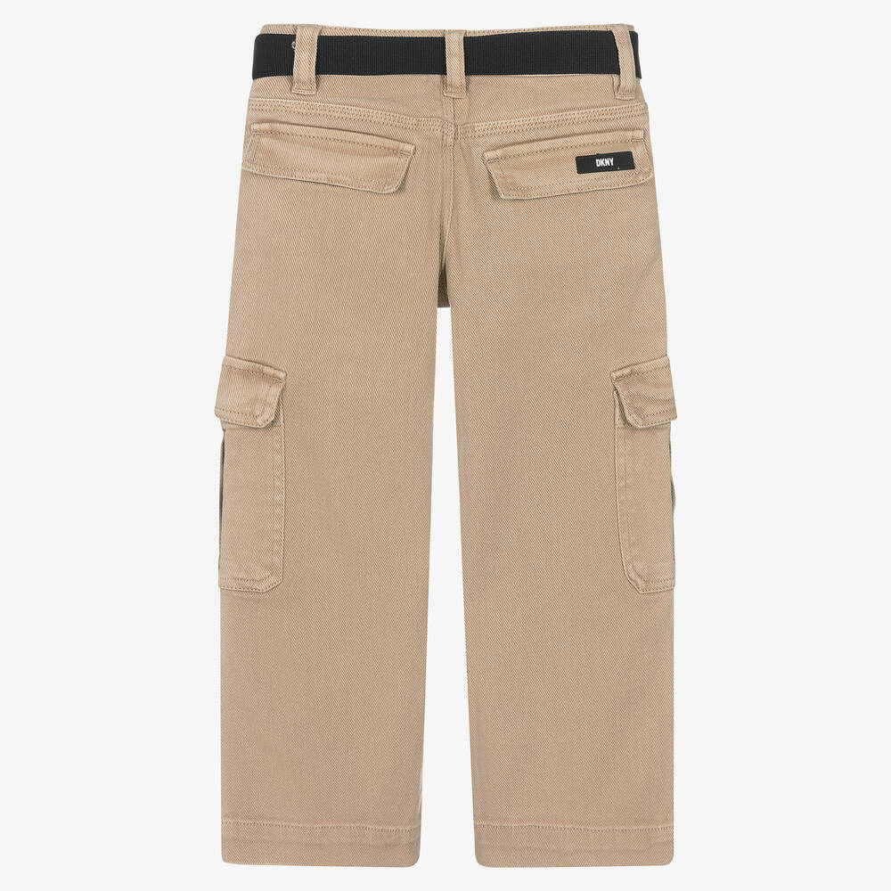 DKNY-Girls Beige Cotton Cargo Trousers | Childrensalon Outlet