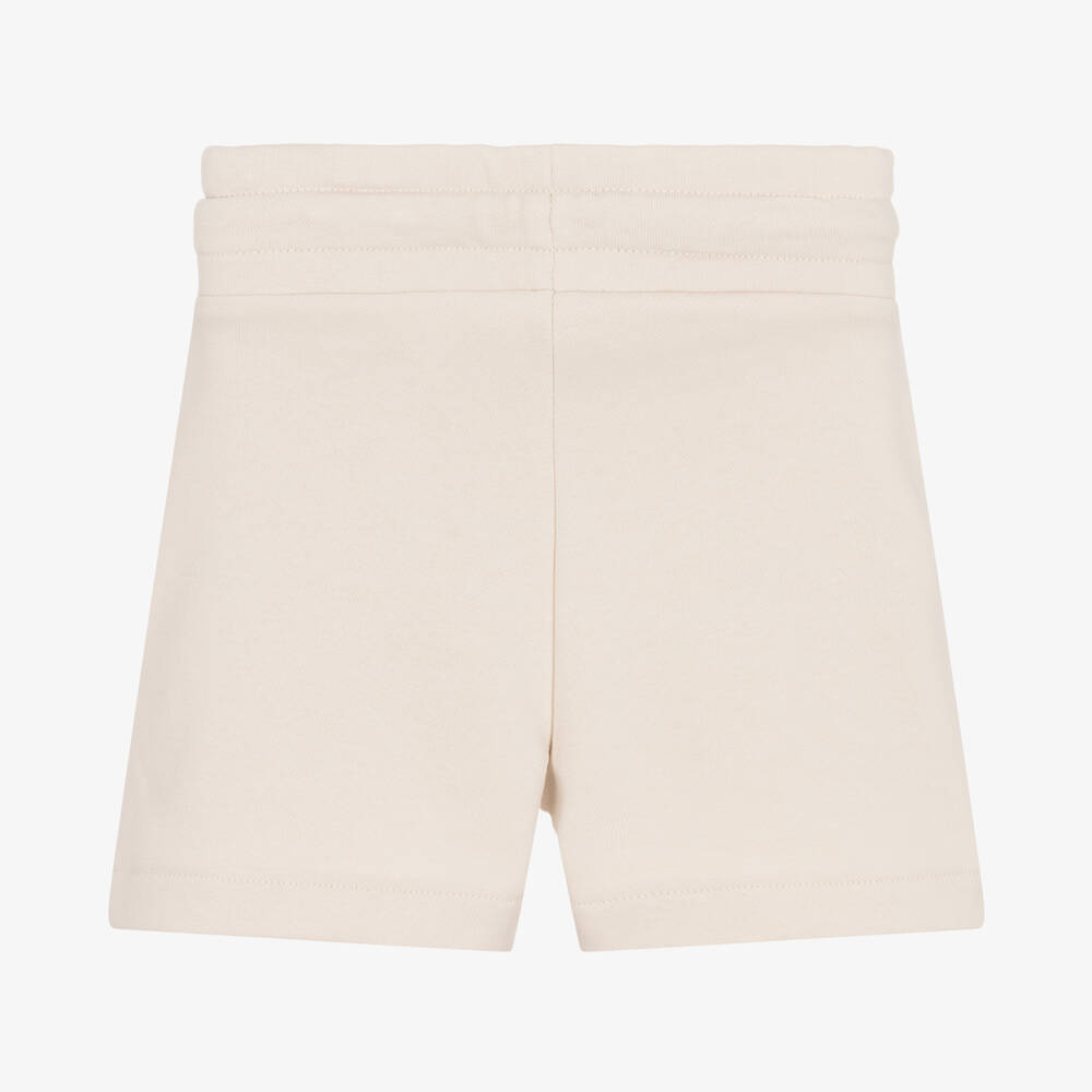 DKNY Girls Beige Cotton Logo Shorts Childrensalon Outlet
