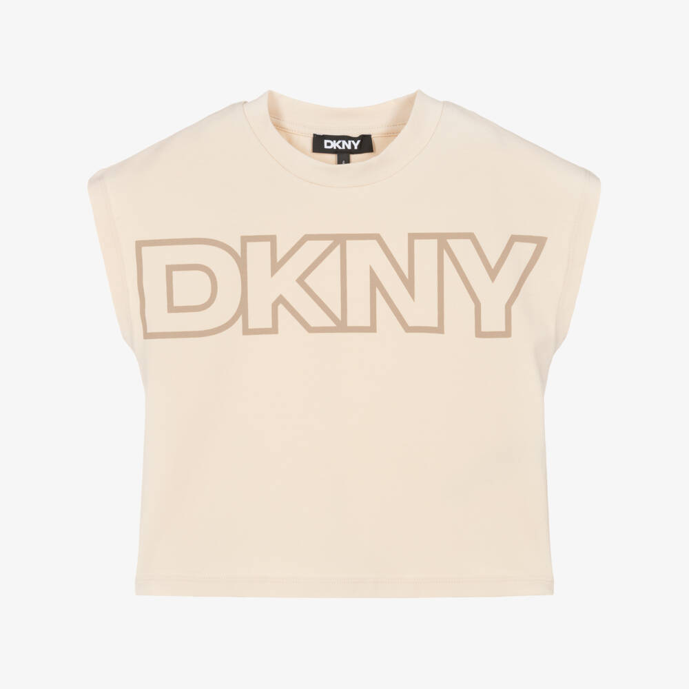 DKNY-Girls Beige Short-Sleeve Top | Childrensalon Outlet