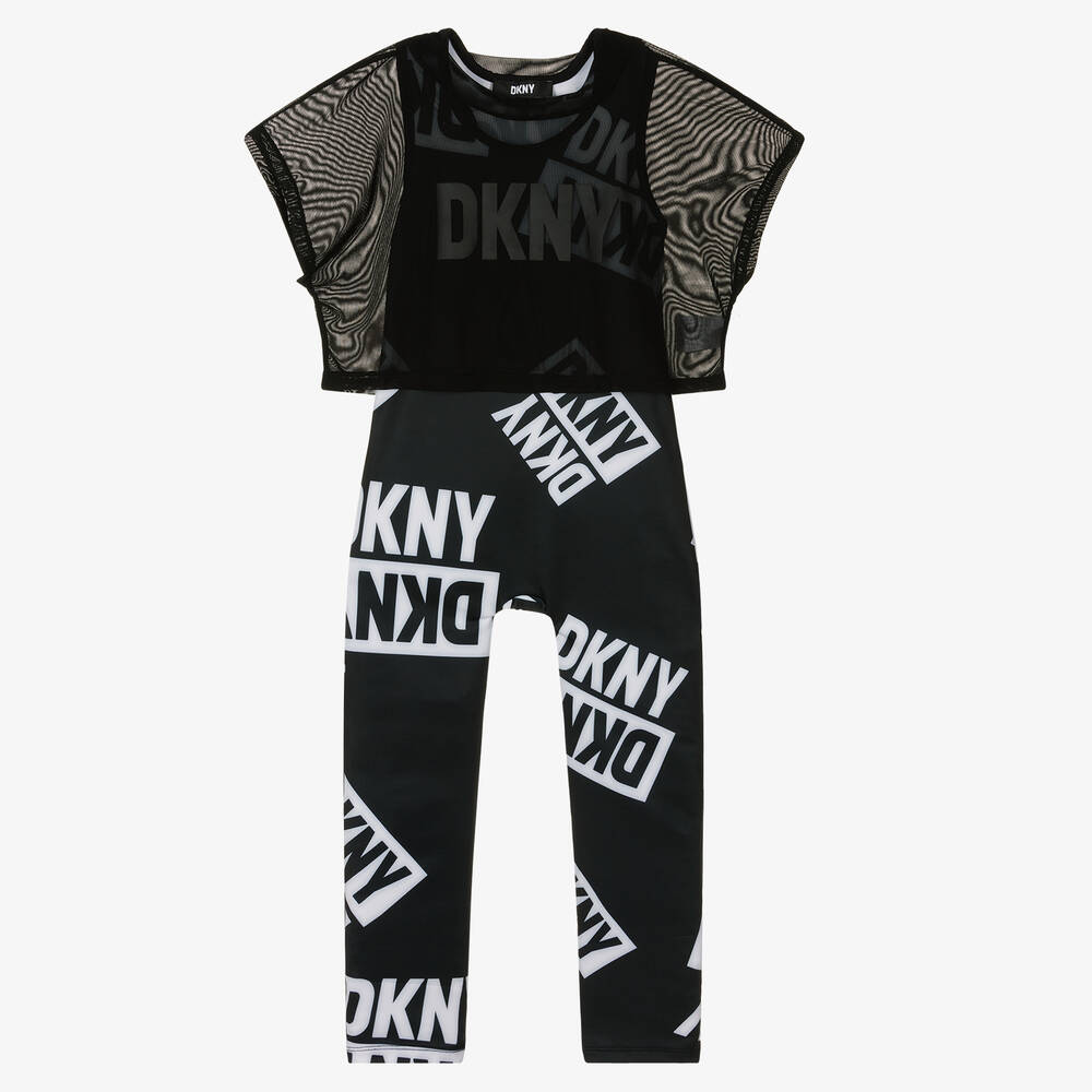 DKNY - جمبسوت 2 في 1 لون أسود للبنات | Childrensalon