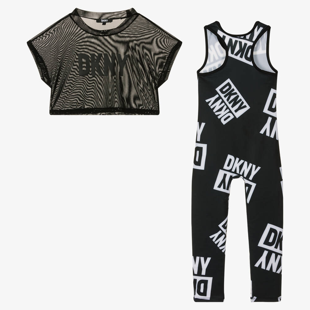 DKNY Girls Black 2 In 1 Logo Jumpsuit
