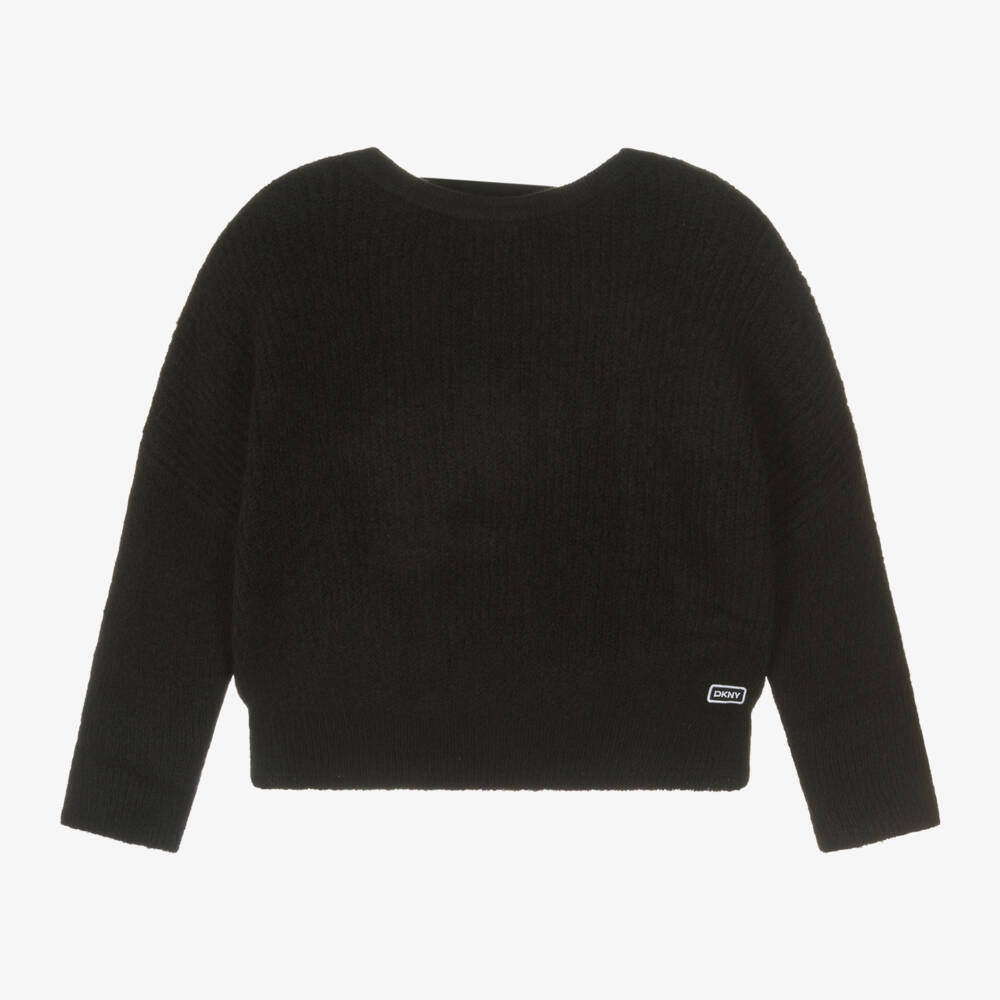 DKNY-Girls Black Cosy Knit Sweater | Childrensalon Outlet