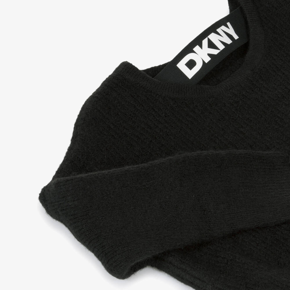 DKNY-Girls Black Cosy Knit Sweater | Childrensalon Outlet