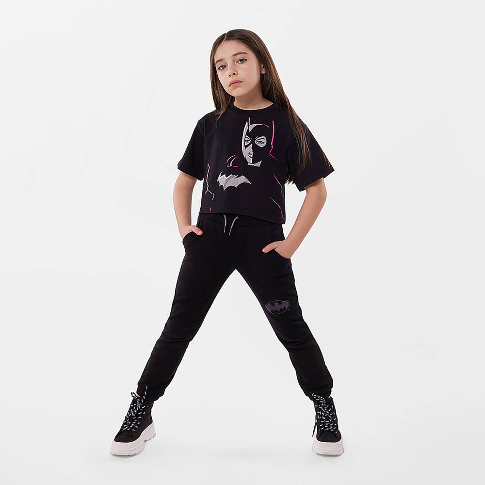DKNY-Girls Black Cotton Batgirl T-Shirt | Childrensalon Outlet