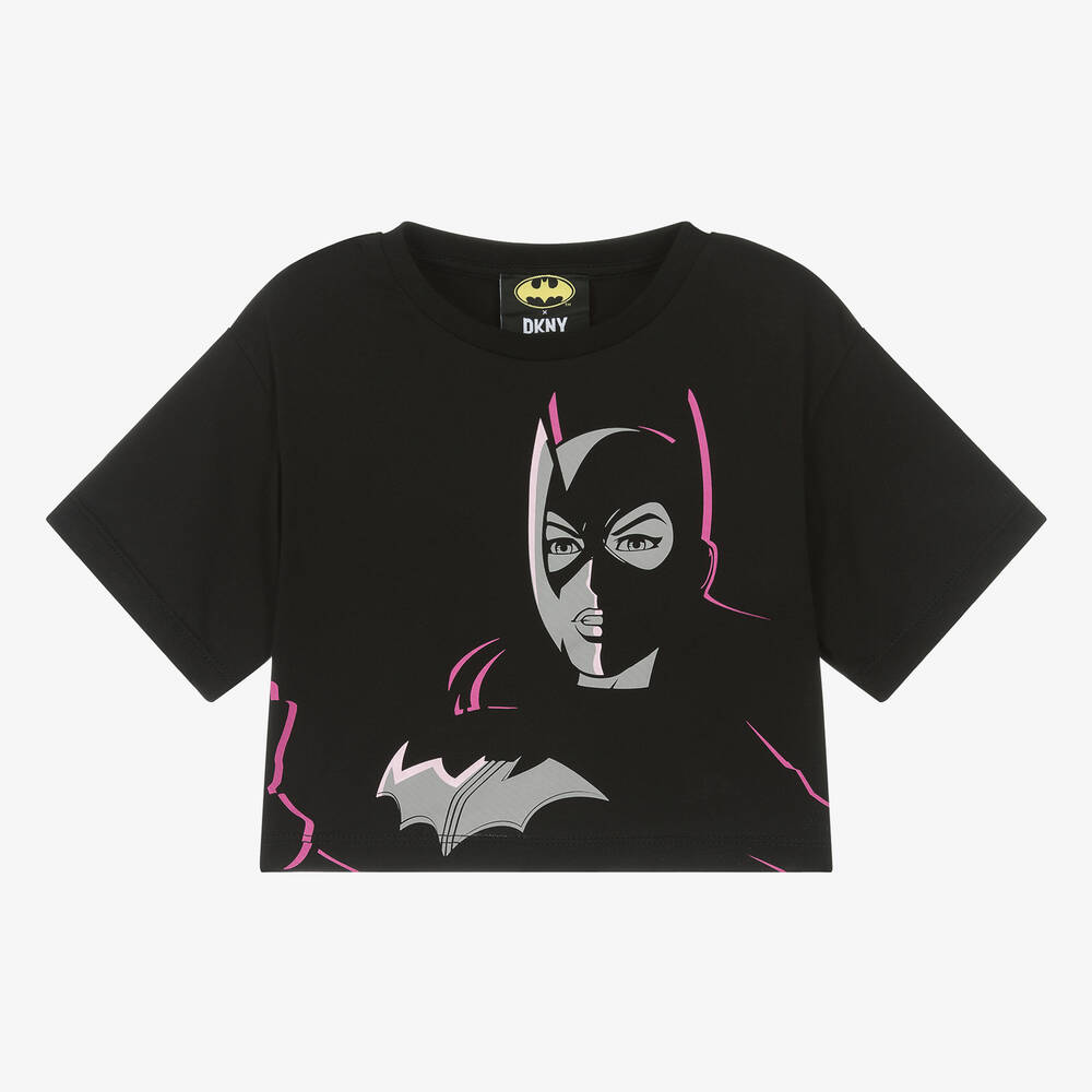 DKNY-Girls Black Cotton Batgirl T-Shirt | Childrensalon Outlet