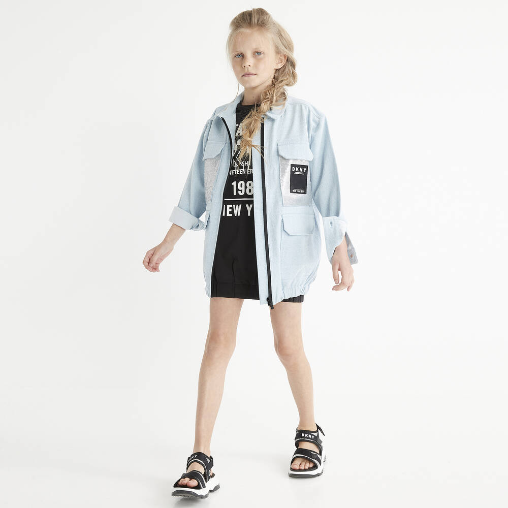 DKNY-فستان قطن عضوي جيرسي لون أسود | Childrensalon Outlet