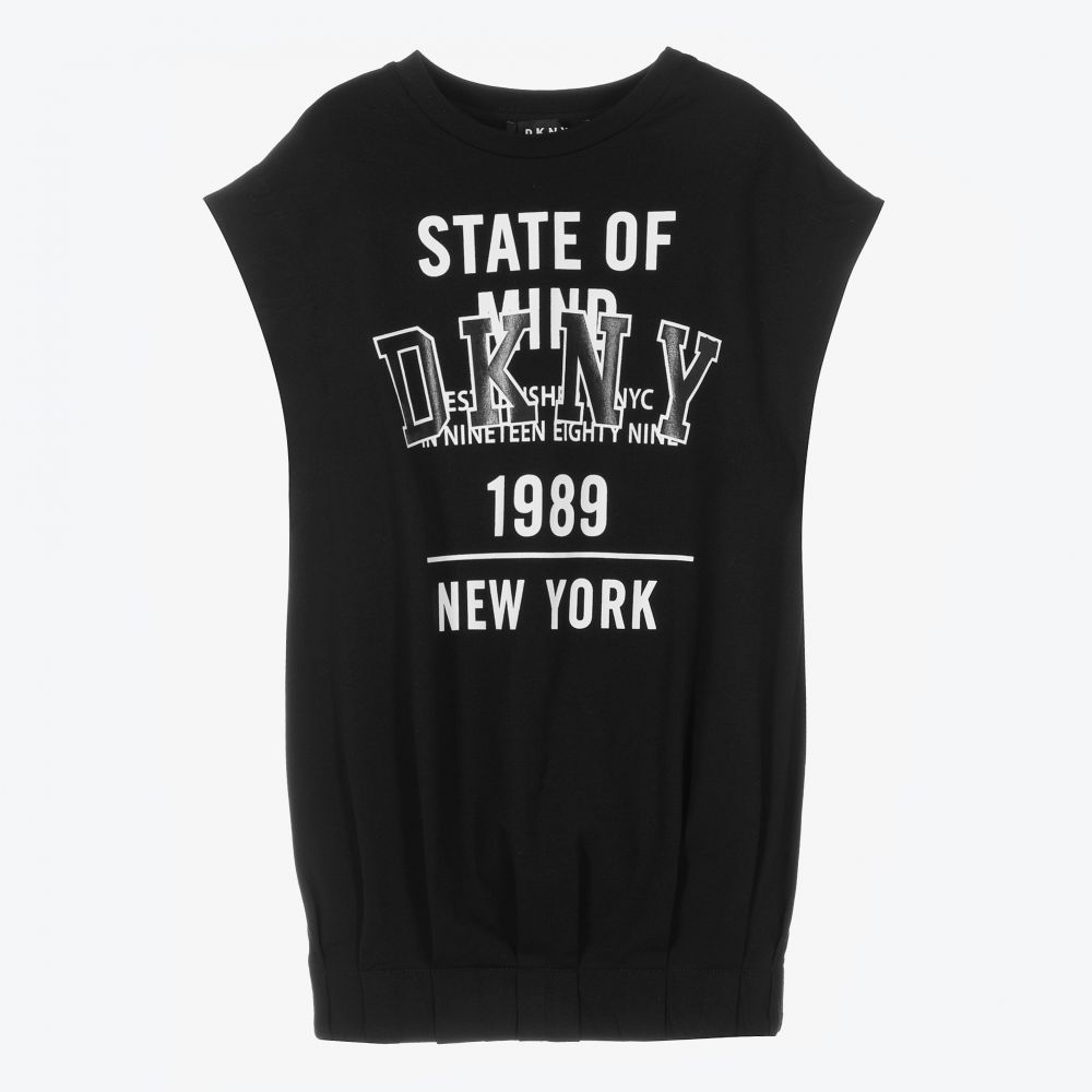 DKNY - Robe noire en coton Fille | Childrensalon