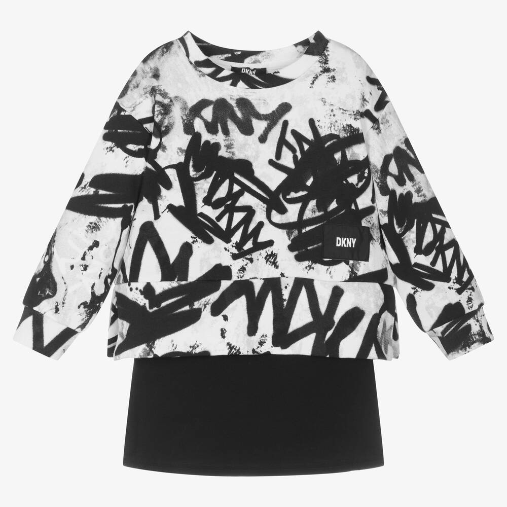 DKNY - Schwarzes Graffiti-Baumwollkleidset | Childrensalon