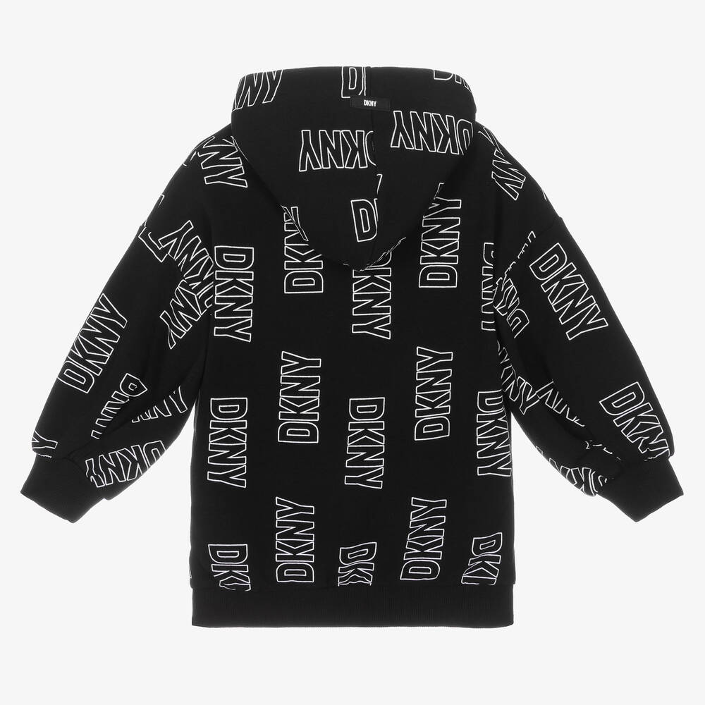 DKNY-Girls Black Cotton Jersey Hooded Dress | Childrensalon Outlet