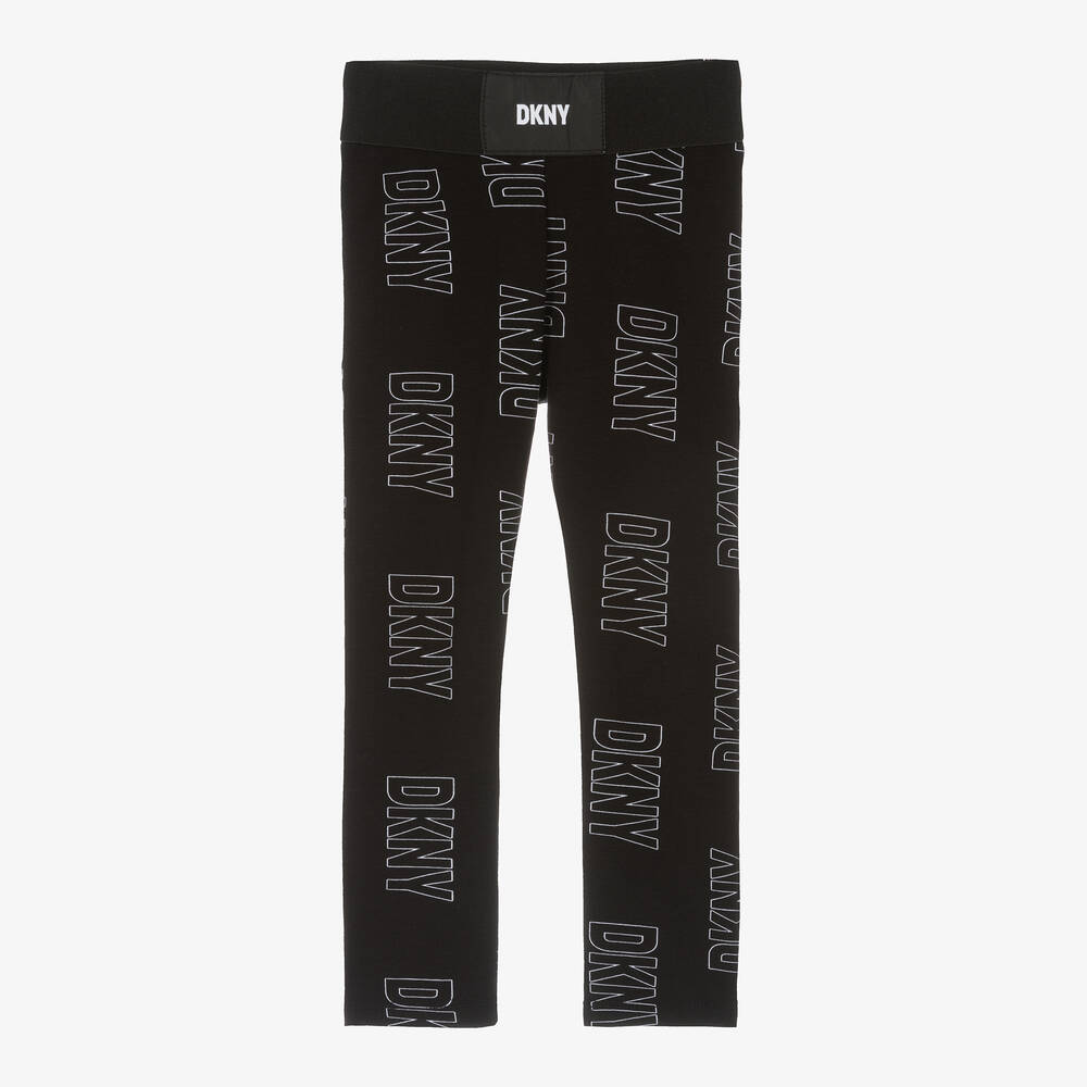DKNY-ليقنز  قطن جيرسي لون أسود للبنات | Childrensalon Outlet