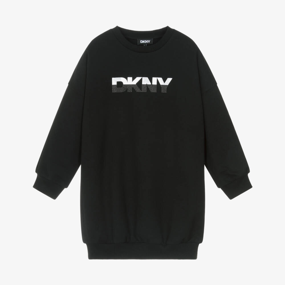 DKNY-Girls Black Cotton Jersey Sweatshirt Dress | Childrensalon Outlet